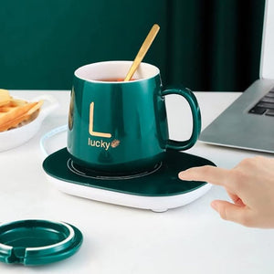 Coffee Cup Warmer,Smart Thermostat Coaster 55 Degree Heating Automatic Thermostat Cup,Used for Coffee, Milk, Tea and Water Thermos Cup for Office and Home (Green)