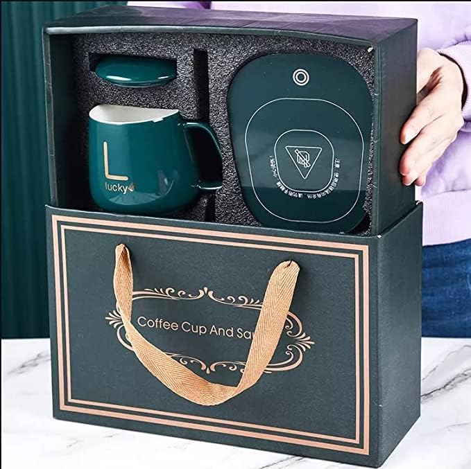 Coffee Cup Warmer,Smart Thermostat Coaster 55 Degree Heating Automatic Thermostat Cup,Used for Coffee, Milk, Tea and Water Thermos Cup for Office and Home (Green)