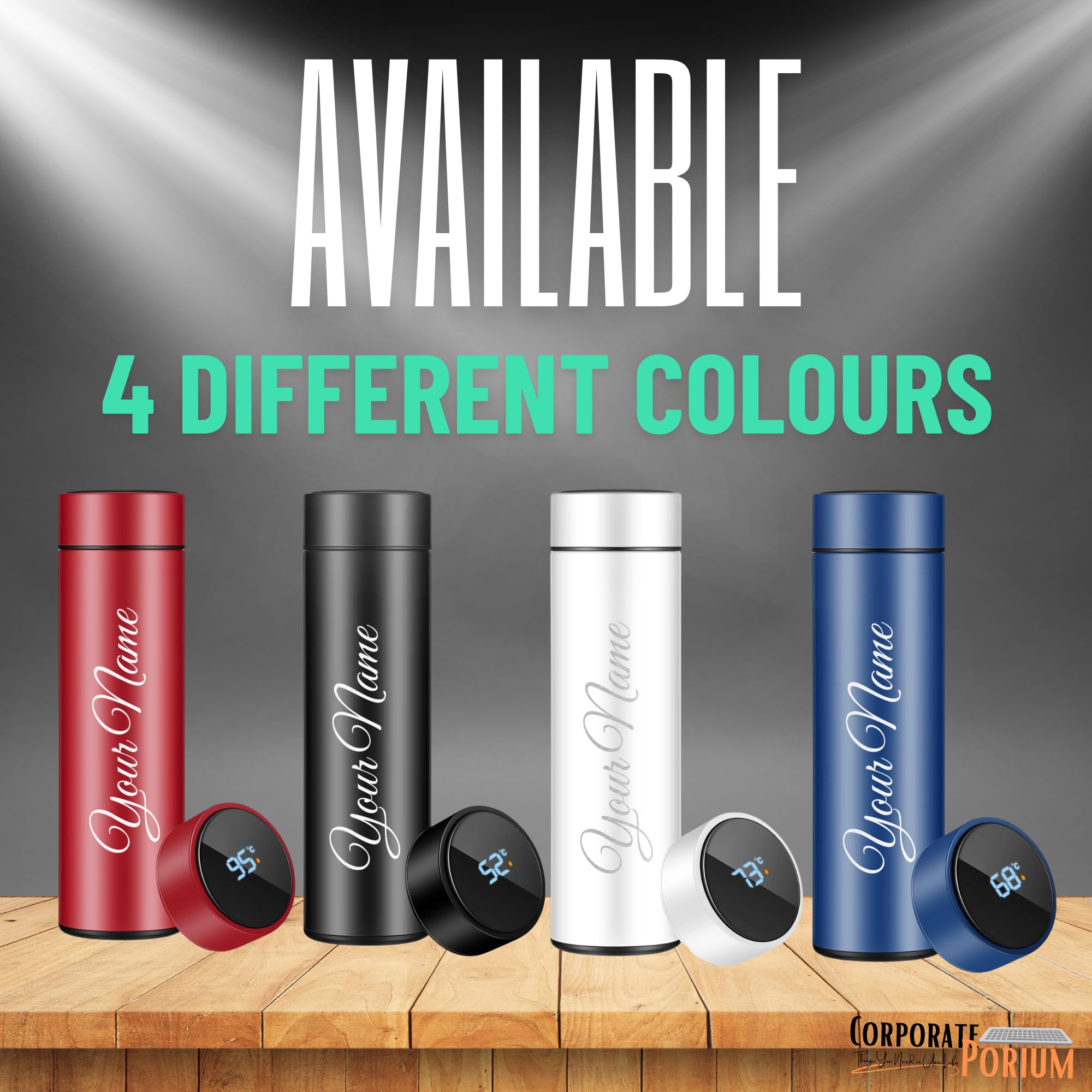 jpwels Your Name Printed Stainless Steel Vacuum Insulated Bottle With Tea Filter | 500 ML | Easy to Carry | Leakproof Personalized Gift Flask | Permanent Printing (Black)